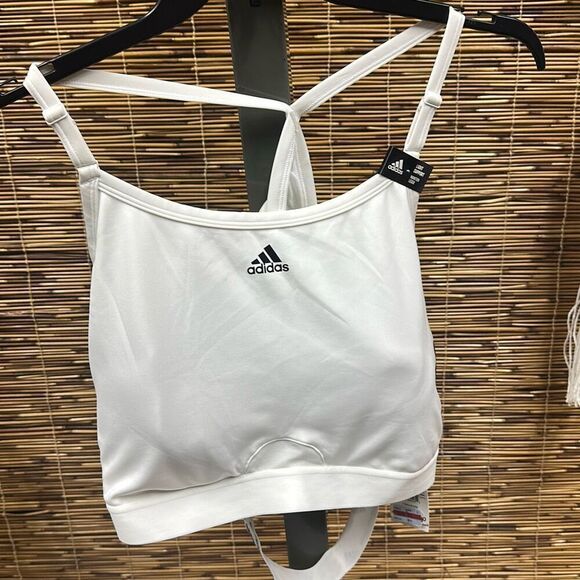 Adidas Women S 3 Stripes X Back Sports Bra White Size 2X - Picture 2 of 3